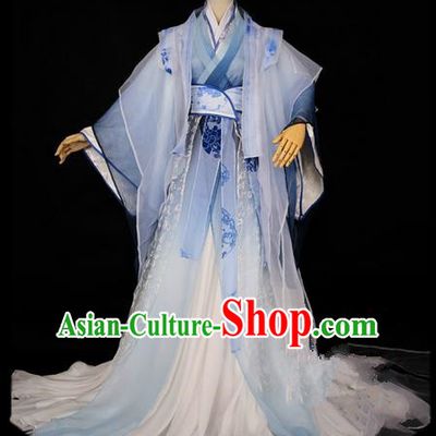 Traditional Asian Chinese Ancient Nobility Childe Costume, Elegant Hanfu Emperor White Dress, Chinese Imperial Prince Clothing, Chinese Cosplay Swordsman Costumes for Men
