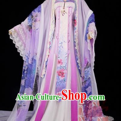 Traditional Asian Chinese Ancient Palace Princess Costume, Elegant Hanfu Embroidered Dress, Chinese Imperial Princess Tailing Embroidered Clothing, Chinese Cosplay Fairy Princess Empress Queen Cosplay Costumes for Women