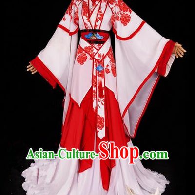 Traditional Ancient Chinese Imperial Consort Costume, Elegant Hanfu Ink Painting Dress Chinese Tang Dynasty Imperial Empress Printing Flowers Tailing Clothing for Women