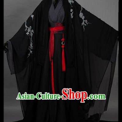 Traditional Asian Chinese Ancient Nobility Childe Costume, Elegant Hanfu Dress, Chinese Imperial Prince Tailing Embroidered Plum Blossom Clothing, Chinese Cosplay Swordsman Costumes for Men