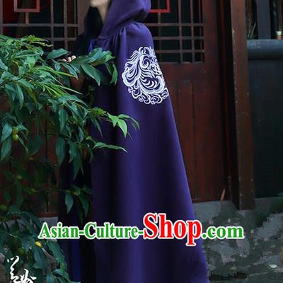 Traditional Asian Chinese Ancient Princess Cloak Costume, Elegant Hanfu Mantle Clothing, Chinese Imperial Princess Embroidered Phoenix Hooded Cape Costumes for Women