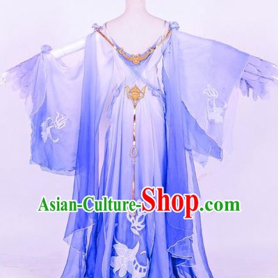 Traditional Ancient Chinese Imperial Consort Costume, Elegant Hanfu Cosplay Fairy Irregular Wide Sleeve Dress, Chinese Tang Dynasty Imperial Empress Embroidery Tailing Clothing for Women