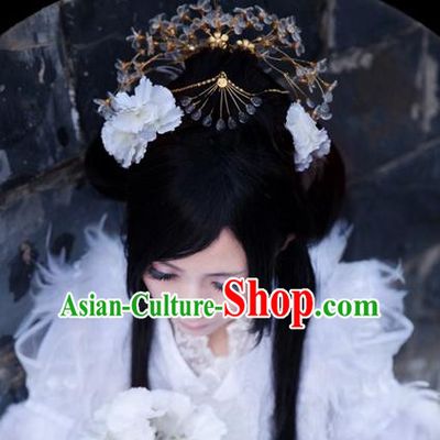 Traditional Handmade Chinese Ancient Classical Hair Accessories Crystal Crown, Imperial Emperess Headdress Hair Jewellery, Hair Fascinators Hairpins for Women