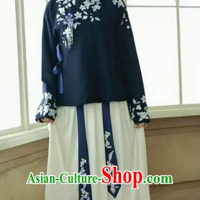 Traditional Ancient Chinese Female Costume Blouse and Skirt Complete Set, Elegant Hanfu Clothing Chinese Ming Dynasty Palace Lady Embroidered Clothing for Women