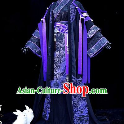 Traditional Ancient Chinese Palace King Costume, Elegant Hanfu Cosplay Emperor Dress Chinese Printing Dragon Swordsman Clothing for Men