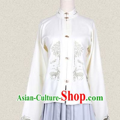 Traditional Asian Chinese Ancient Princess Costume, Elegant Hanfu Blouse Clothing, Chinese Imperial Princess Embroidered Deer Costumes for Women