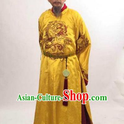 Traditional Ancient Chinese Imperial Emperor Costume, Elegant Hanfu Palace King Robe, Chinese Tang Dynasty Majesty Embroidered Dragon Clothing for Men
