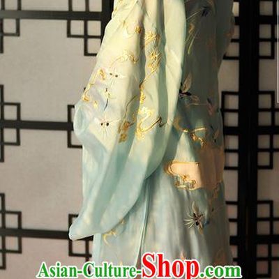 Traditional Ancient Chinese Female Costume Wide Sleeve Cardigan Blouse and Dress Complete Set, Elegant Hanfu Clothing Chinese Song Dynasty Palace Lady Embroidered Crane Clothing for Women