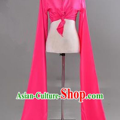 Traditional Chinese Long Sleeve Water Sleeve Dance Suit China Folk Dance Koshibo Long Rose Red Ribbon for Women