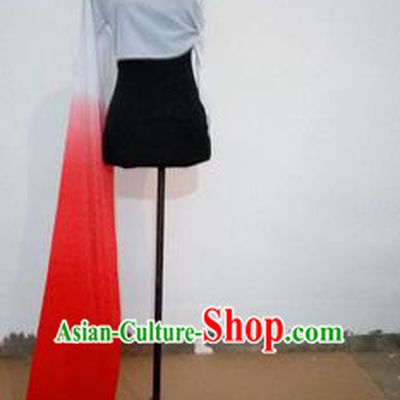 Traditional Chinese Long Sleeve Single Water Sleeve Dance Suit China Folk Dance Koshibo Long Red and White Ribbon for Women