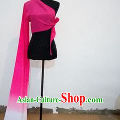 Traditional Chinese Long Sleeve Single Water Sleeve Dance Suit China Folk Dance Koshibo Long Rose Red and White Ribbon for Women