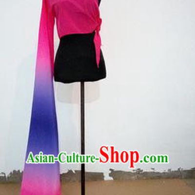 Traditional Chinese Long Sleeve Single Water Sleeve Dance Suit China Folk Dance Koshibo Long Pink and Purple Ribbon for Women