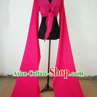 Traditional Chinese Long Sleeve Wide Water Sleeve Dance Suit China Folk Dance Koshibo Long Rose Ribbon for Women