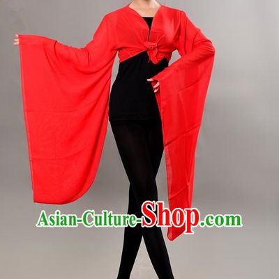Traditional Chinese Wide Sleeve Water Sleeve Dance Suit China Folk Dance Chiffon Red Blouse for Women
