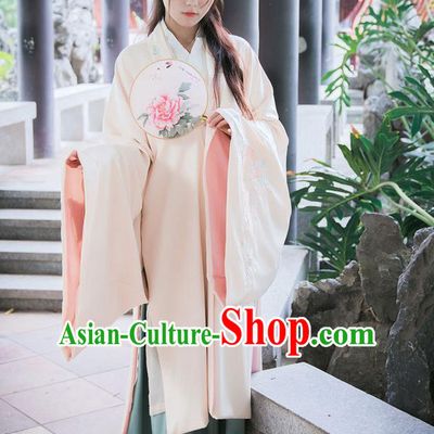 Traditional Ancient Chinese Female Costume Cardigan, Elegant Hanfu Clothing Chinese Ming Dynasty Palace Lady Embroidered Fans Wide Sleeve Cappa Clothing for Women