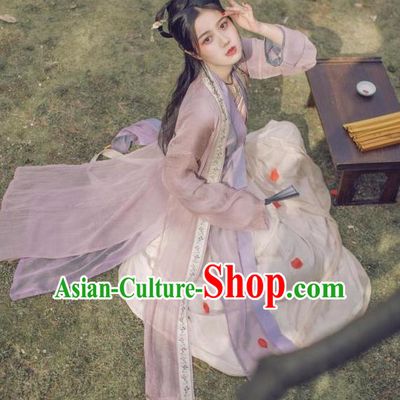 Traditional Ancient Chinese Female Costume Blouse and Dress Cappa Complete Set, Elegant Hanfu Clothing Chinese Song Dynasty Palace Princess Embroidered Clothing for Women