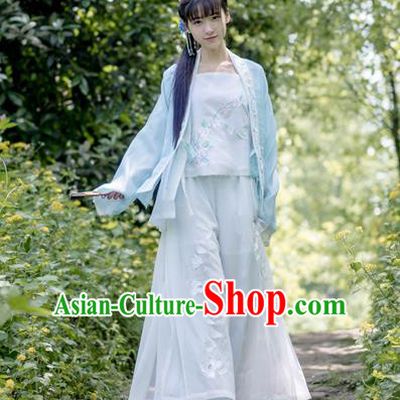 Traditional Ancient Chinese Female Costume Pink Blouse and Pants Complete Set, Elegant Hanfu Clothing Chinese Song Dynasty Palace Princess Embroidered Swallow Clothing for Women