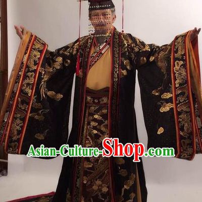 Traditional Ancient Chinese Imperial Emperor Costume and Hat Complete Set, Elegant Hanfu Palace King Robe, Chinese Tang Dynasty Majesty Embroidered Dragon Clothing and Headwear for Men