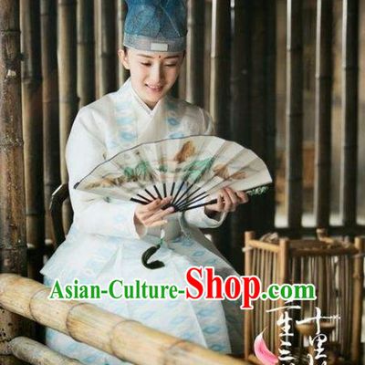 Traditional Ancient Chinese Nobility Childe Costume and Hat Complete Set, Elegant Hanfu Nobility Childe Robe, Chinese Cosplay Teleplay Ten great III of peach blossom Role Scholar Clothing for Men