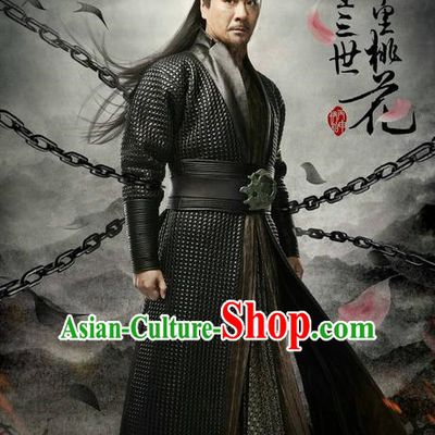 Traditional Ancient Chinese Imperial Emperor Costume Complete Set, China Hanfu Corselet, Chinese Teleplay Ten great III of peach blossom Role Qing Cang Swordsman Cosplay Asmodians King Armour Clothing for Men