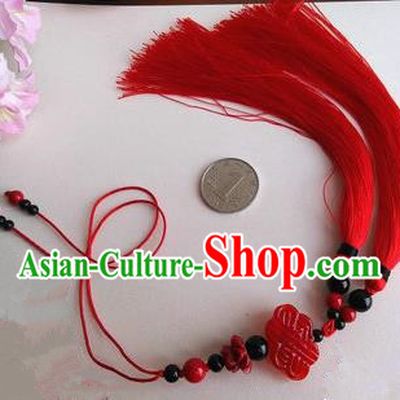 Traditional Chinese Handmade Ancient Hanfu Jade Wearing Violet Agate Chinese Knot Pendant Sword Red Tassel for Men