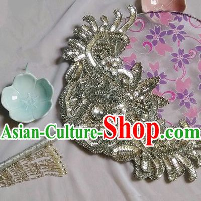 Traditional Chinese Handmade Ancient Hanfu Cosplay Crystal Round Fan Props for Women