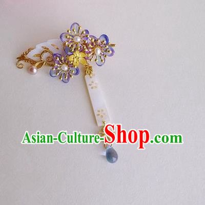 Traditional Handmade Chinese Ancient Classical Shell Hair Accessories, Hair Sticks Copper Coloured Glaze Hair Claw for Women