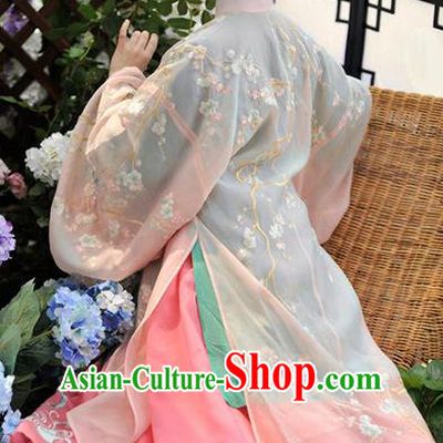 Traditional Ancient Chinese Female Costume Cardigan Blouse and Dress Complete Set, Elegant Hanfu Clothing Chinese Qing Dynasty Palace Princess Embroidered Clothing for Women