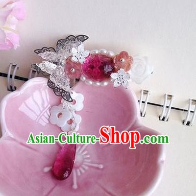 Traditional Handmade Chinese Ancient Classical Hair Accessories Butterfly Hairpin, Blueing Hair Claws Hair Jewellery, Hair Fascinators Hairpins for Women