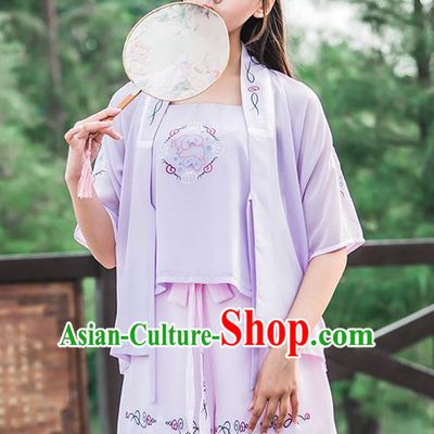 Traditional Ancient Chinese Female Costume Improved Blouse and Shorts Complete Set, Elegant Hanfu Clothing Chinese Song Dynasty Palace Princess Embroidered Clothing for Women
