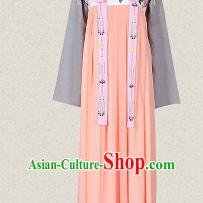 Traditional Ancient Chinese Female Costume Blouse and Dress Complete Set, Elegant Hanfu Clothing Chinese Tang Dynasty Embroidering Flower Palace Princess Clothing for Women