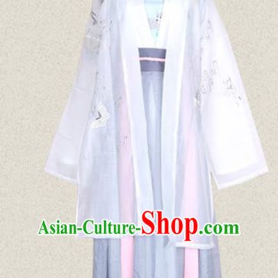 Traditional Ancient Chinese Female Costume Wide Sleeve Cardigan, Elegant Hanfu Clothing Chinese Tang Dynasty Embroidering Butterfly Palace Princess Clothing for Women