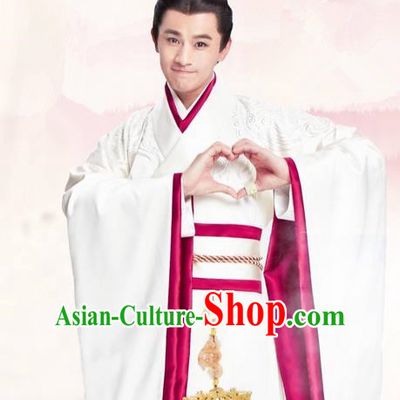 Traditional Ancient Chinese Imperial Emperor Costume and Hat Complete Set, Elegant Hanfu Palace Prince Robe, Chinese Han Dynasty Majesty Embroidered Dragon Clothing and Headwear for Men