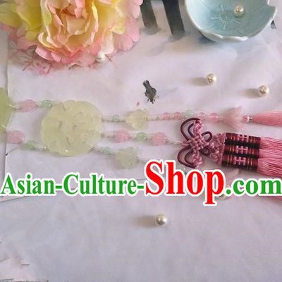 Traditional Chinese Handmade Ancient Hanfu Waist Jewelry Jade Wearing Palace Agate Pendant Sword Gradient Tassel for Women