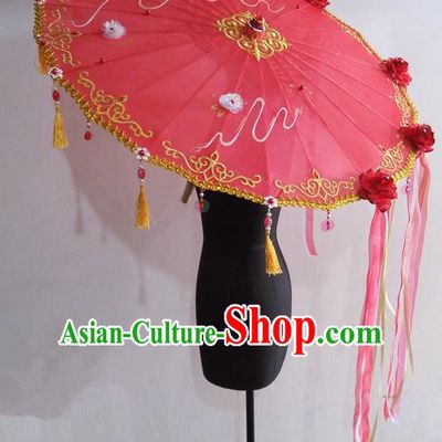 Traditional Chinese Handmade Ancient Hanfu Dance Red Umbrella Props for Women
