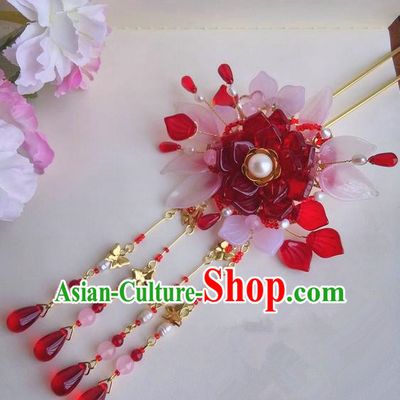 Traditional Handmade Chinese Ancient Princess Classical Accessories Jewellery Pure Copper Coloured Glaze Hair Sticks Hair Jewellery, Hair Fascinators Hairpins for Women