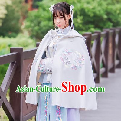 Traditional Ancient Chinese Embroidered Hanfu Muff Embroidered Swallow White Handwarmers for Women