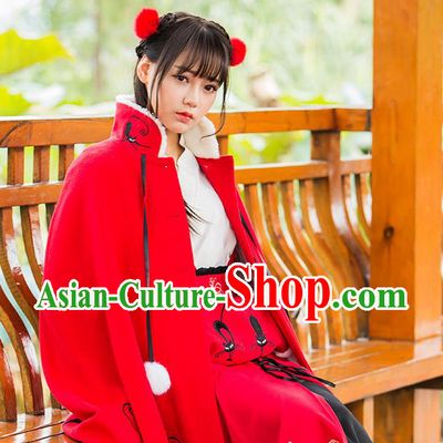 Traditional Ancient Chinese Embroidered Hanfu Muff Embroidered Tanuki Red Handwarmers for Women