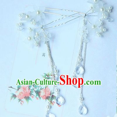 Traditional Handmade Chinese Ancient Princess Classical Accessories Jewellery Pearl Flowers Hair Sticks Hair Claws, Hair Fascinators Hairpins for Women