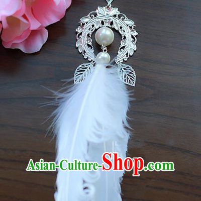 Traditional Chinese Handmade Ancient Hanfu Waist Jewelry Jade Wearing Palace Feather Pendant Sword Tassel for Women