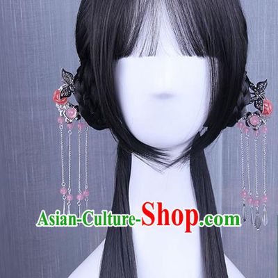 Traditional Handmade Ancient Chinese Han Dynasty Princess Hair Decoration and Wig Complete Set, Ancient Chinese Palace Lady Headwear and Wig for Women
