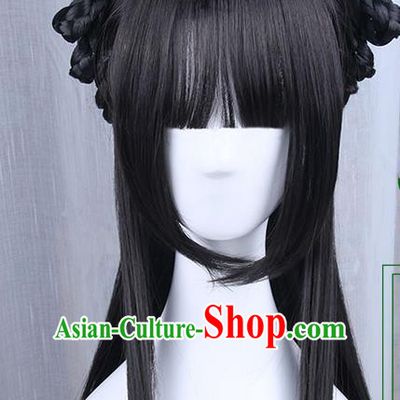 Traditional Handmade Ancient Chinese Han Dynasty Princess Wig, Ancient Chinese Palace Lady Wig for Women