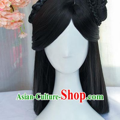 Traditional Handmade Ancient Chinese Han Dynasty Princess Wig, Ancient Chinese Palace Lady Wig for Women