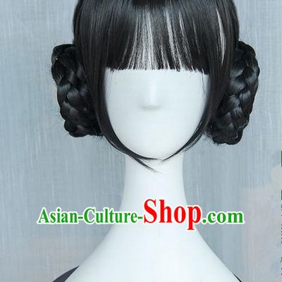 Traditional Handmade Ancient Chinese Han Dynasty Princess Wig, Ancient Chinese Palace Young Lady Wig for Women