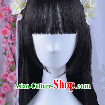 Traditional Handmade Ancient Chinese Tang Dynasty Imperial Princess Hair Decoration and Wig Complete Set, Ancient Chinese Young Lady Headwear and Wig for Women