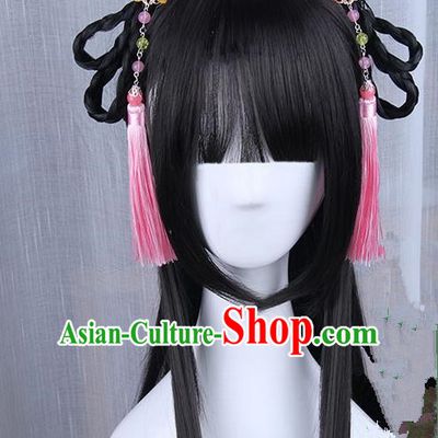 Traditional Handmade Ancient Chinese Han Dynasty Imperial Princess Wig, Ancient Hanfu Chinese Young Lady Wig for Women