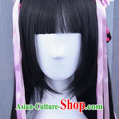 Traditional Handmade Ancient Chinese Han Dynasty Imperial Princess Hair Decoration and Wig Complete Set, Ancient Chinese Young Lady Headwear and Wig for Women