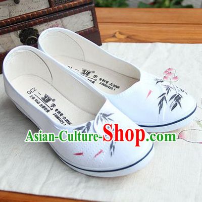 Traditional Handmade Ancient Chinese Han Dynasty Imperial Princess Freehand Sketching Hanfu Shoes for Women