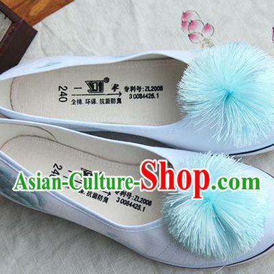 Traditional Handmade Ancient Chinese Han Dynasty Imperial Princess Freehand Sketching Peony Hanfu Shoes for Women