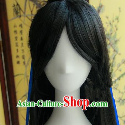 Traditional Handmade Ancient Chinese Tang Dynasty Imperial Prince Hair Decoration and Wig Complete Set, Ancient Chinese Swordsman Headwear and Wig for Men